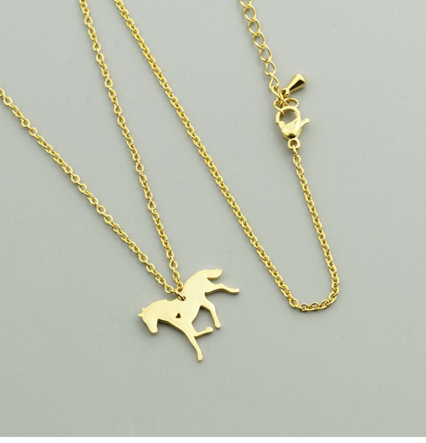 Horse with heart necklace